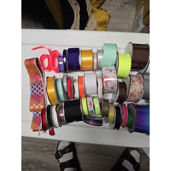 Ribbon Lot Mixed Grosgain Satin 51 Rolls - Picture 6 of 7